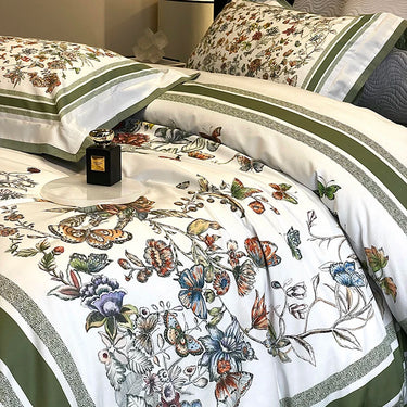 Elegant Botanical Butterfly Print Lyocell Fiber Super Soft Bedding Set